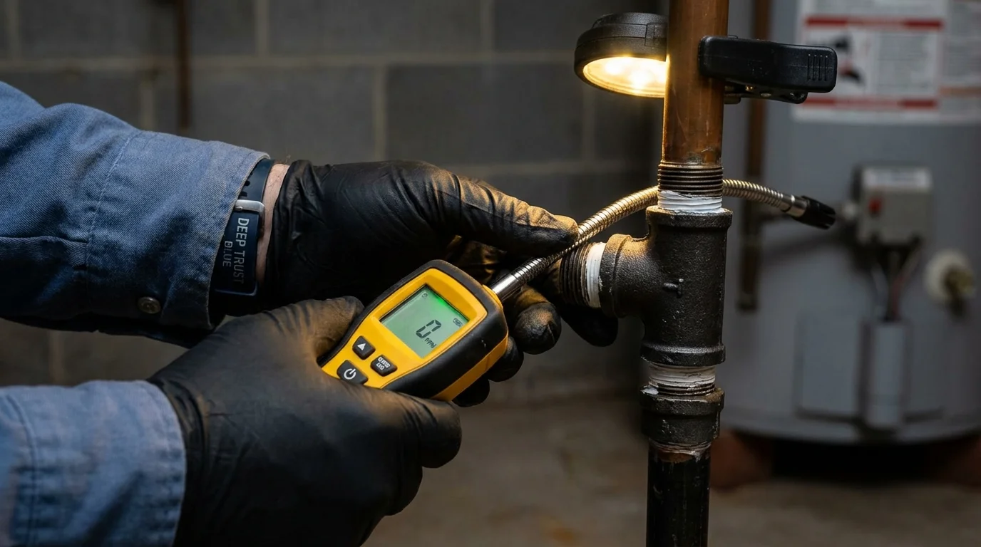 Gas leak detection with electronic sniffer by Johns Plumbing LLC in Mountain Lakes
