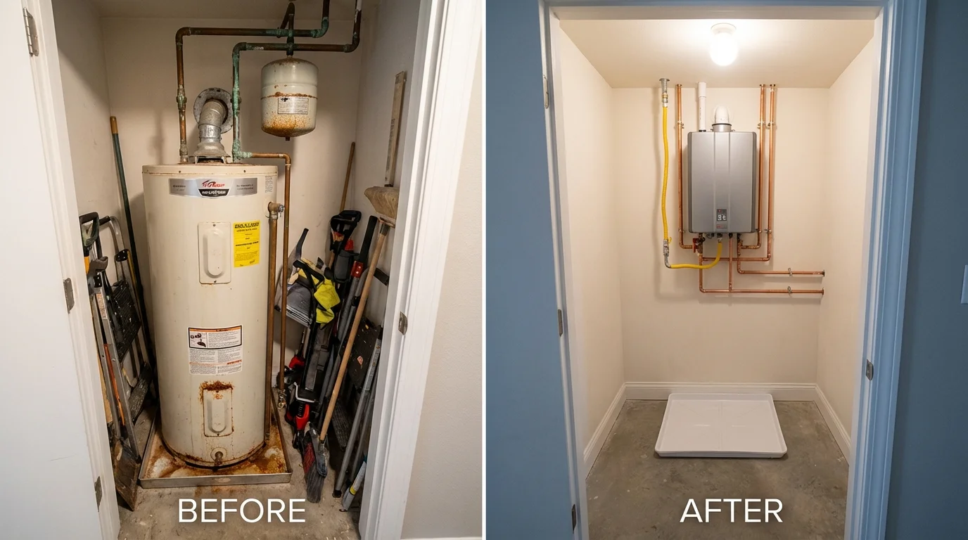 Tank water heater versus wall-mounted tankless unit comparison for Mountain Lakes, NJ homeowners